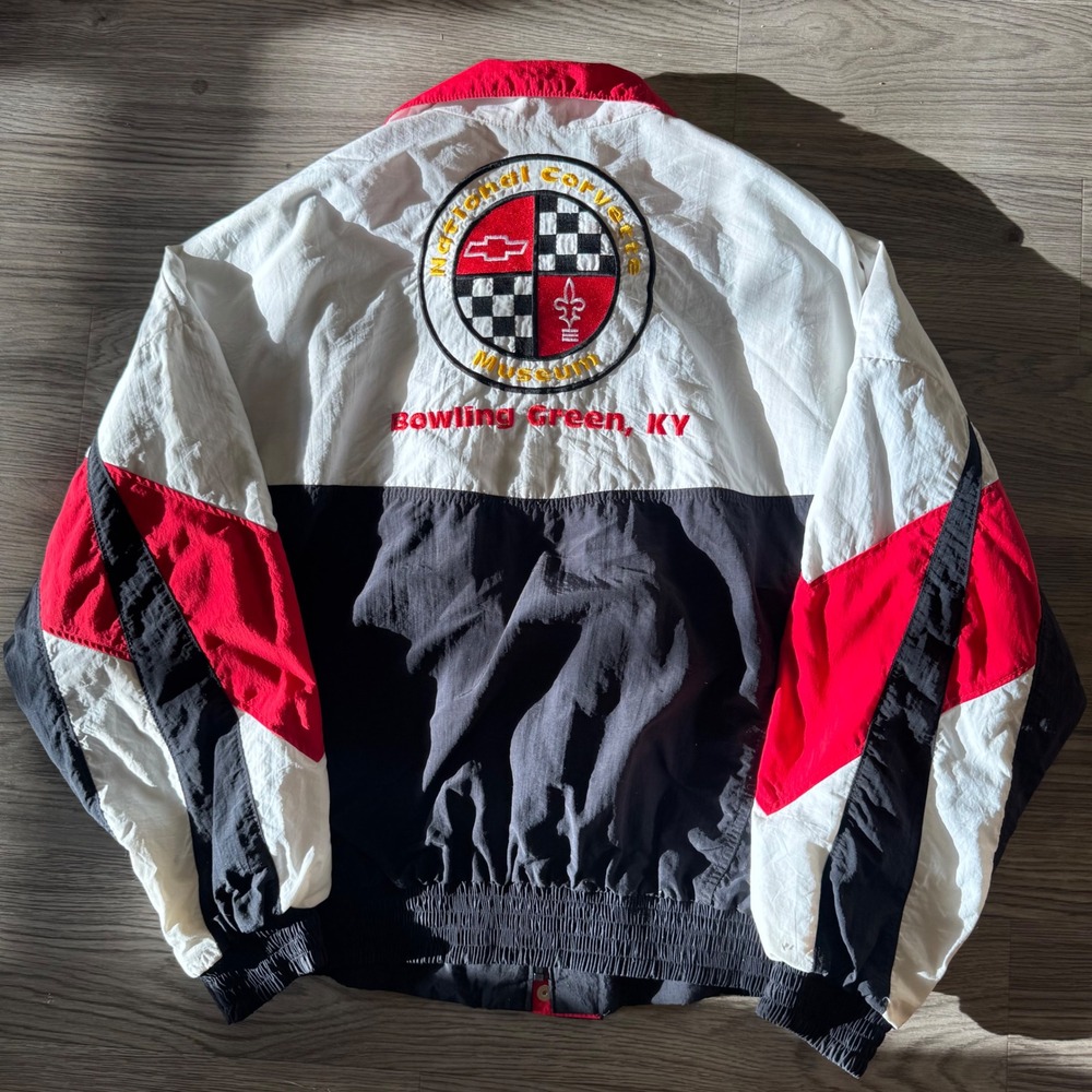 Vintage 90s National Corvette Museum Windbreaker Jacket American Made Large